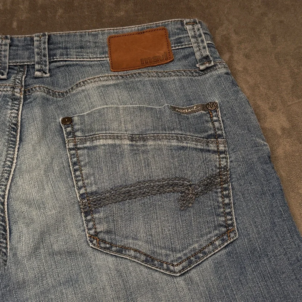 Mavi Jeans Men 33x32 Blue Slim Straight Medium Wash Embroidered Pockets